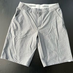 Mens Adidas flat front grey golf shorts